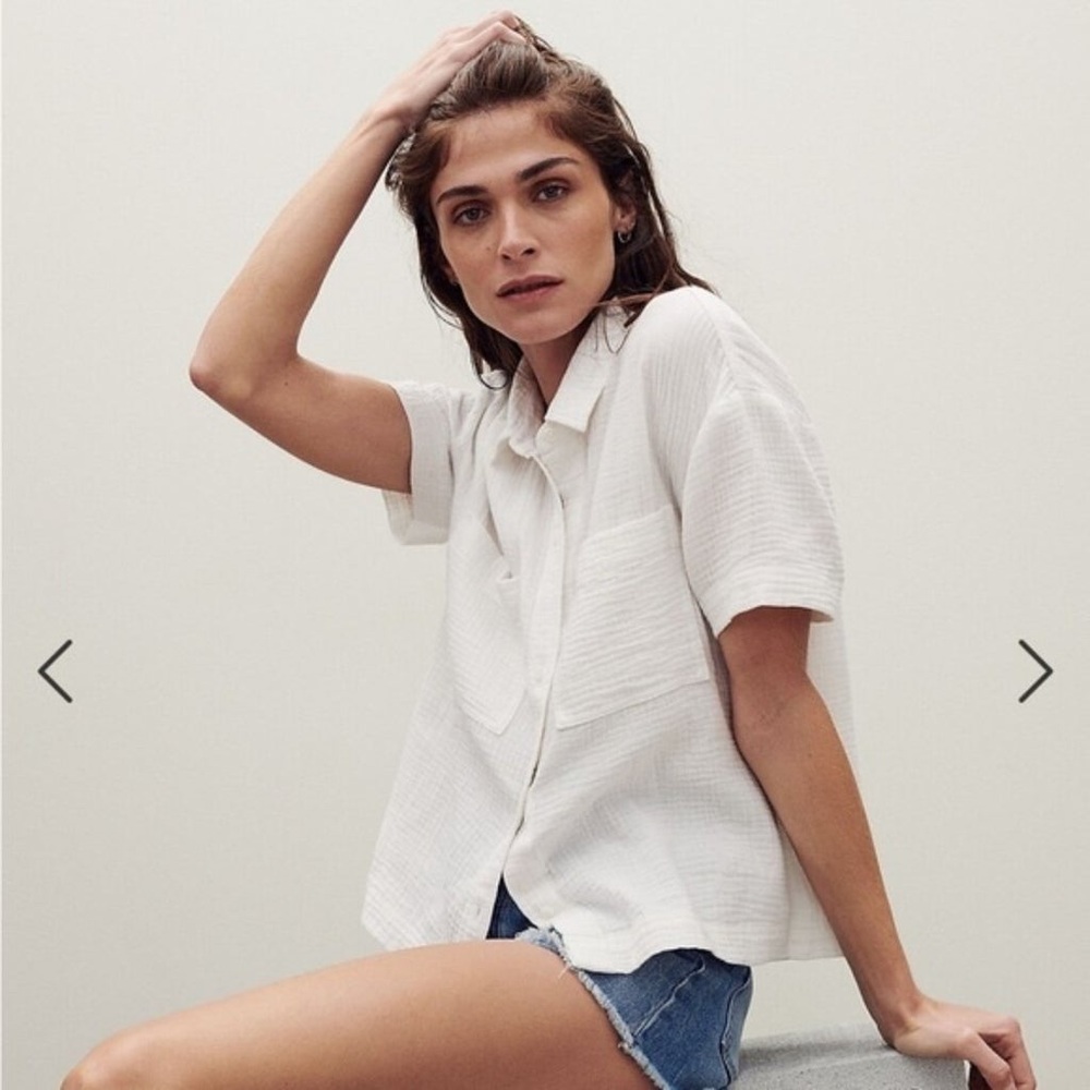 Madewell Lightspun Beachside Shirt in White, Size S